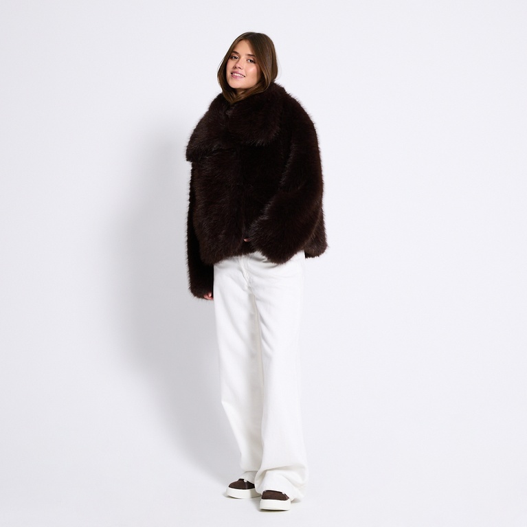 Faux fur jacket "Nathalie" Brown